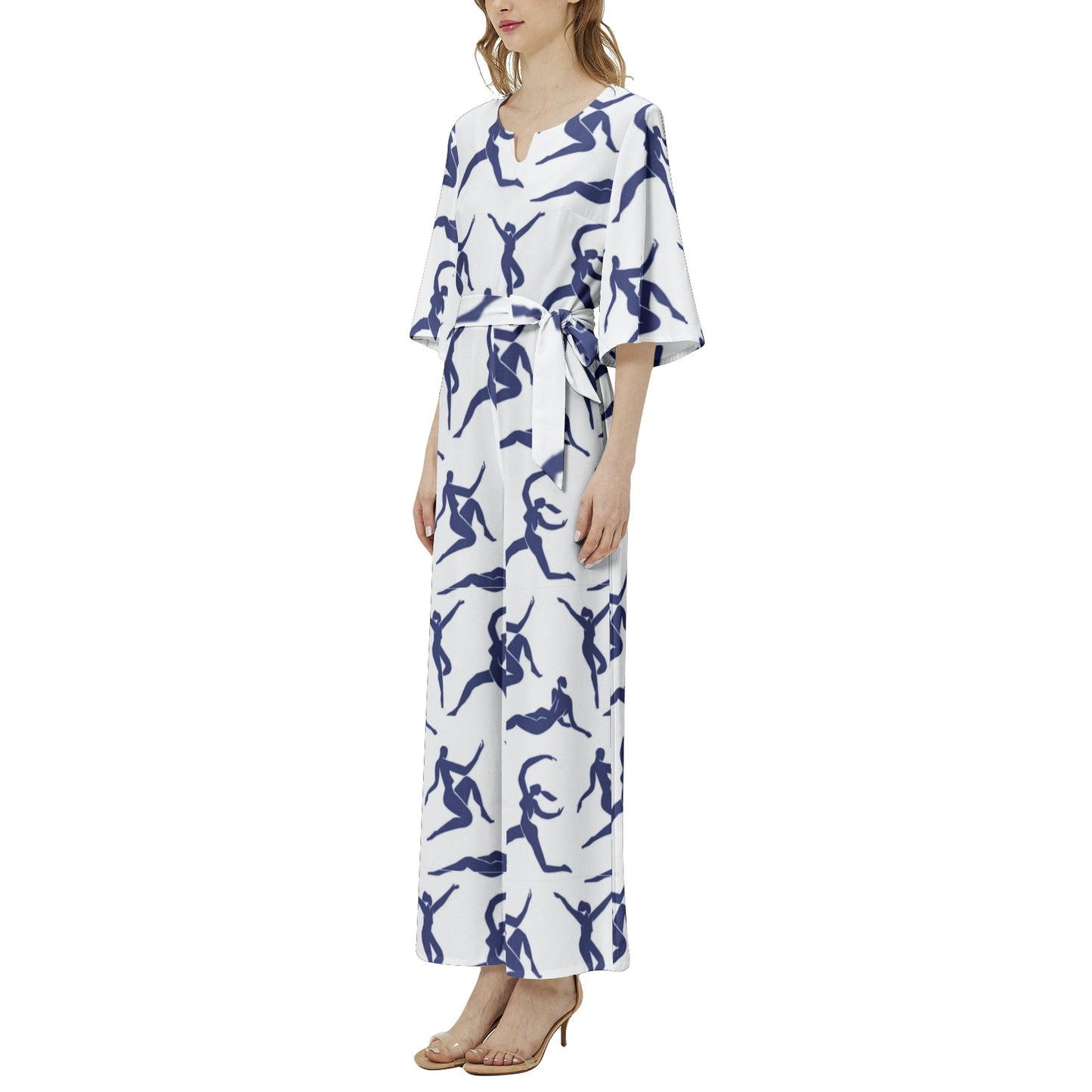 Dolman Sleeve Belted Wide Leg Jumpsuit