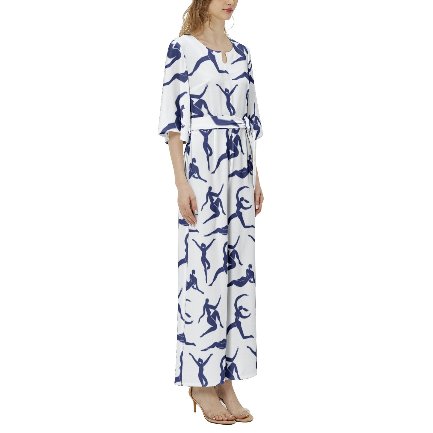 Dolman Sleeve Belted Wide Leg Jumpsuit