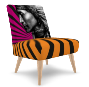 SOLSTICE armleschair Native engraving Pop Art Sun rays ORANGE PINK