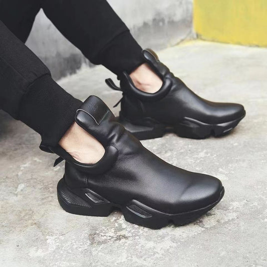 Winter Slip-on Trendy Men's Practical All-match Casual Cowhide Platform Solstice Style Shoes