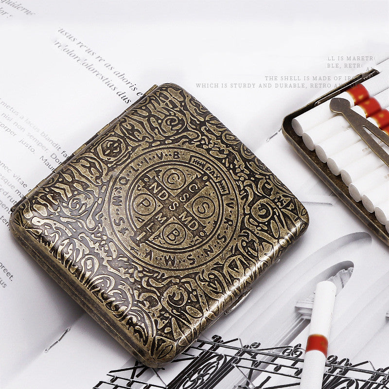 Metal Pure Copper Cigarette Case Flip Gift Box Engraving