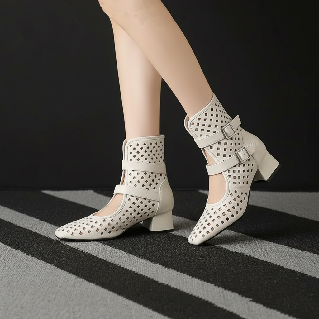 Sexy Brand Luxury Gold Gladiator Sandals Platform Beige Summer Mesh Grid Ankle Boots Roman Sandals For Woman Genuine Leather