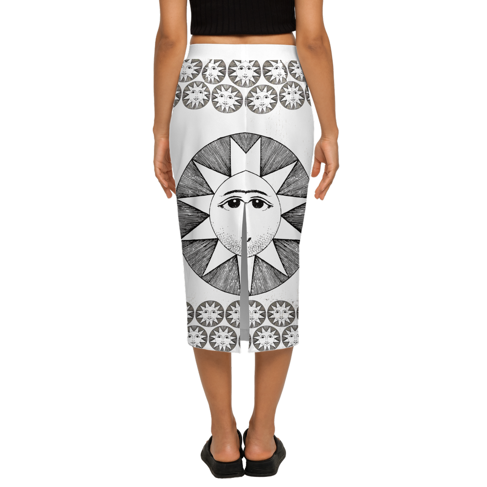Women's Back Split Pencil Skirt-Heavy Knit