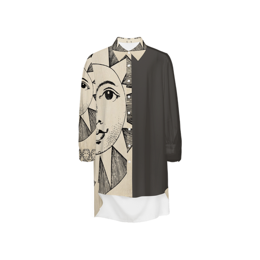 Solstice Women's High-Low LongSleeve Hem Shirt-WrinkleFree Silky-like Elegance byAFANADOR