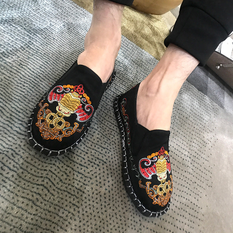 Luxury Old Beijing Handmade Cloth Shoes Pervert Facial Mask Embroidered Bean