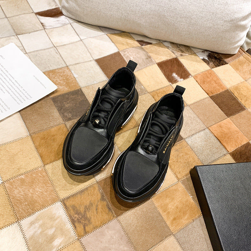 Luxury Hollow Stretch Platform Heightened Casual Sneakers