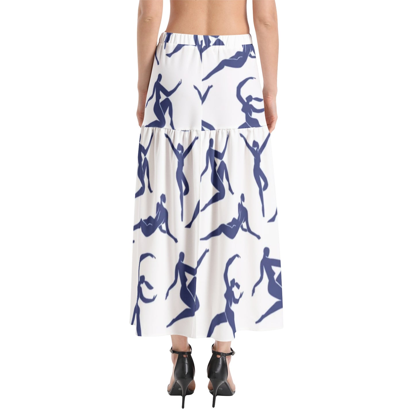 Solstice blue dancers Elastic Waist Ruffle Slit Hem Skirt