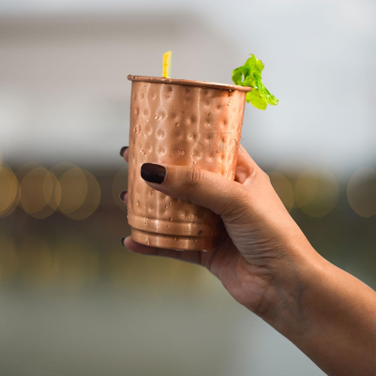 Pure Copper Hammered Tumblers Set of 4 | 350ml (11.8oz) | Handmade Ayurvedic Drinkware for Health & Wellness | Travel Copper Cups