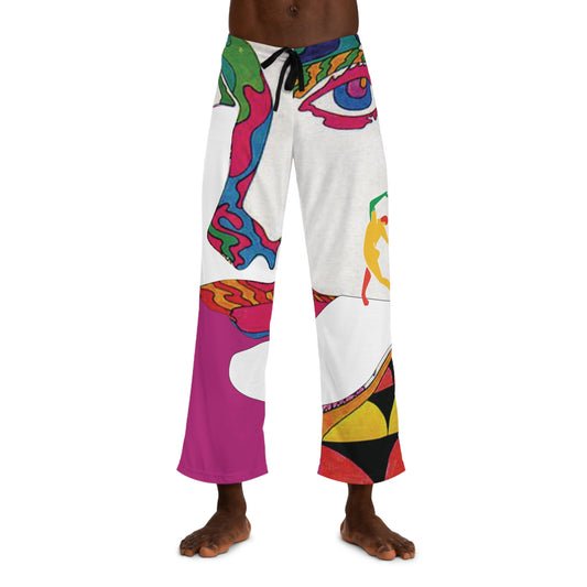 SOLSTICE Psychedelic dark pink withe Men's Pajama Pants (AOP)