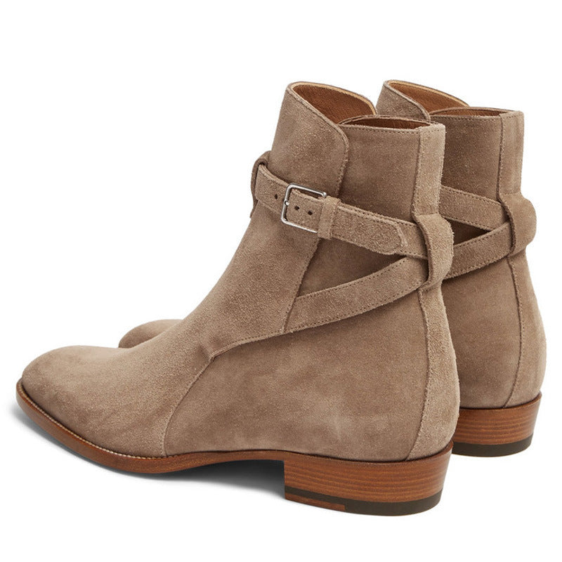 Solstice Luxury Pointed-toe Authentic Leather British Buckle Martin Boots Men's Fashion