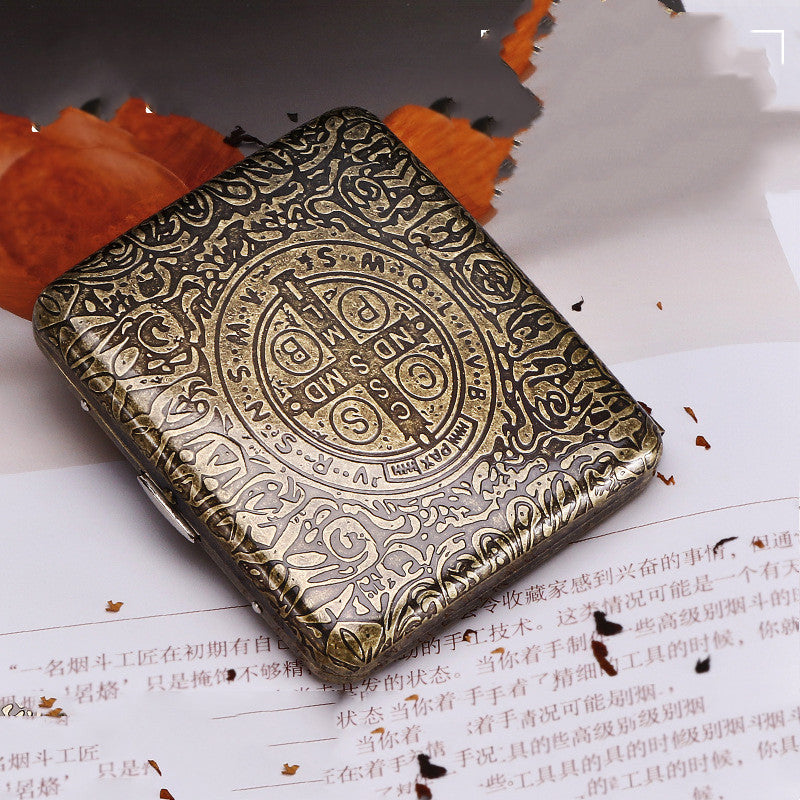 Metal Pure Copper Cigarette Case Flip Gift Box Engraving