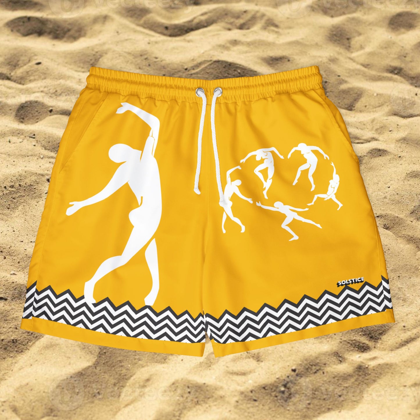 Unisex SOLSTICE DANCE Yellow Swim Shorts (AOP)