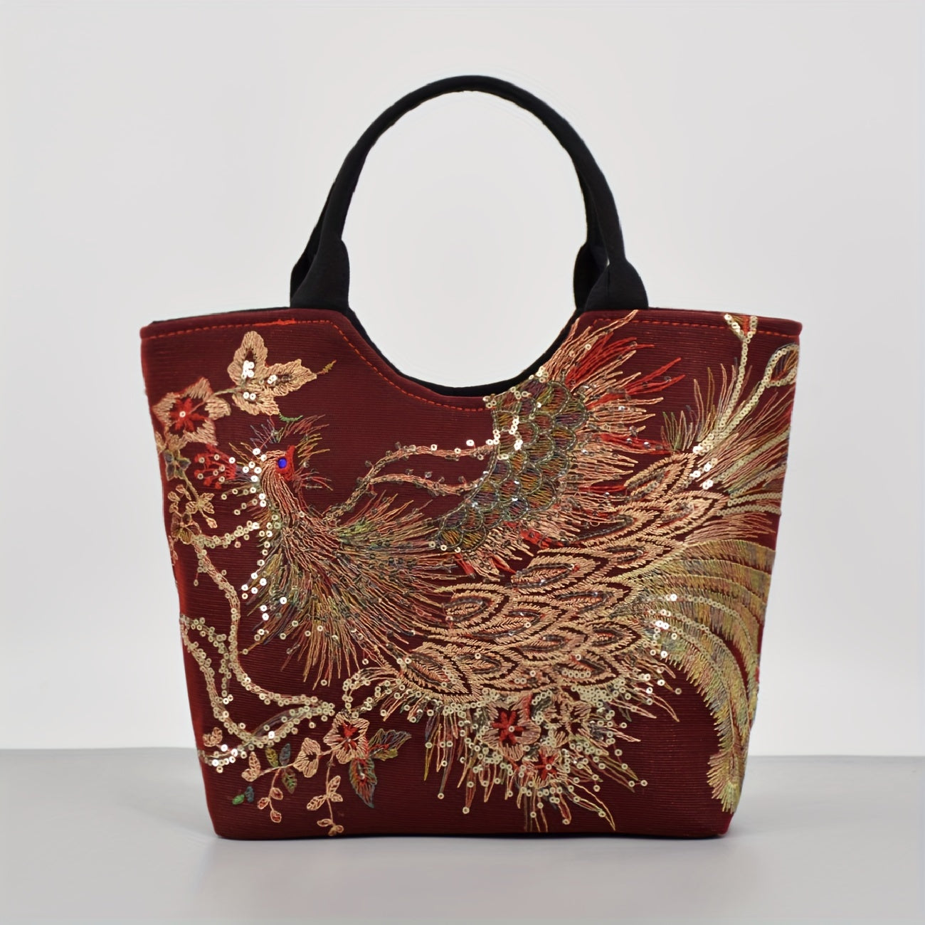 [Fashion Satchel] Retro Style Wo 'S Embroidered Satchel Bag | Fashion Double Handle Purse with Removable Strap