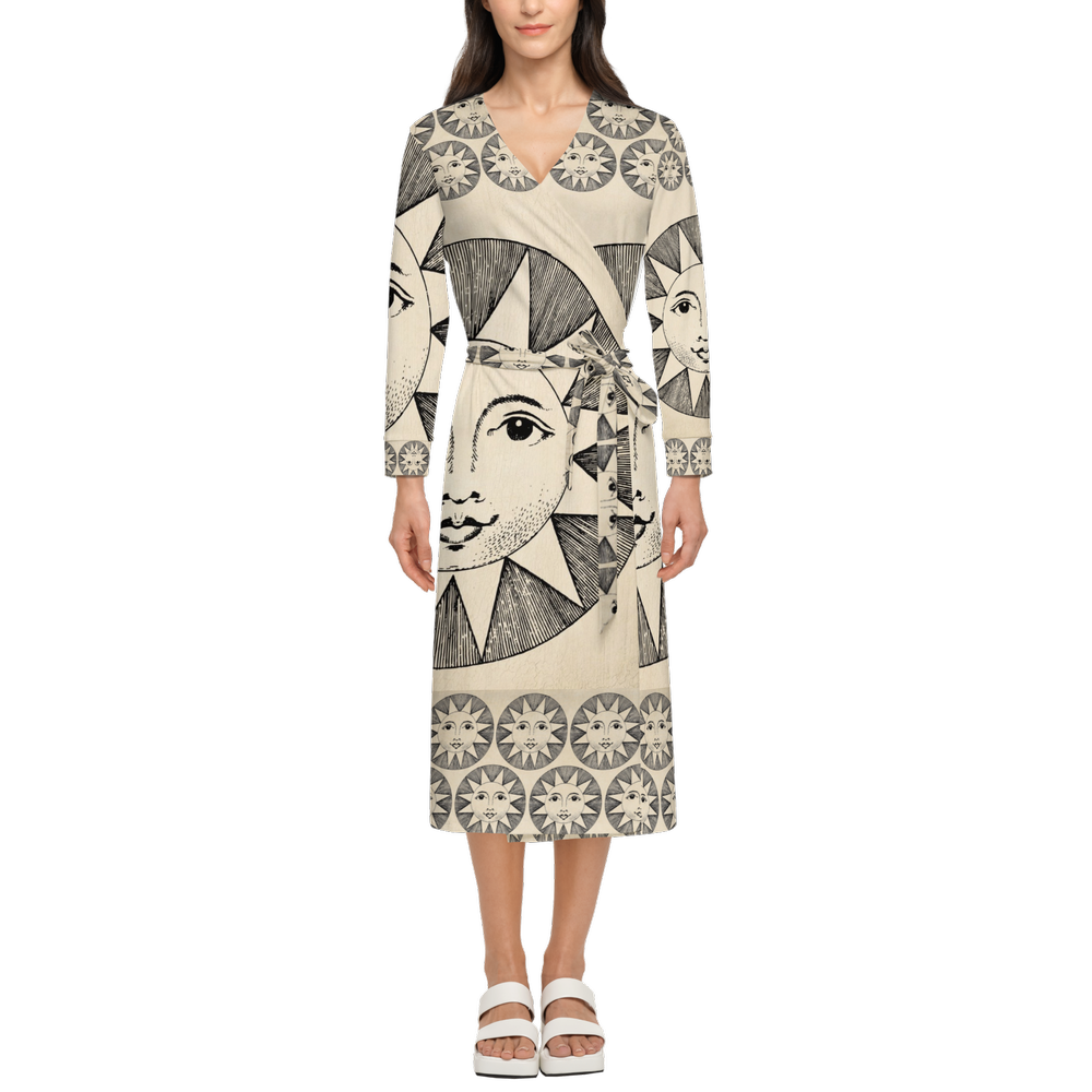 Solstice Women's ¾ Sleeve Wrap Dress-Heavy Knit by AFANADOR