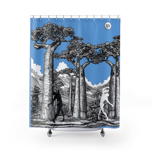 SOLSTICE Shower Curtain BAOBABS blue