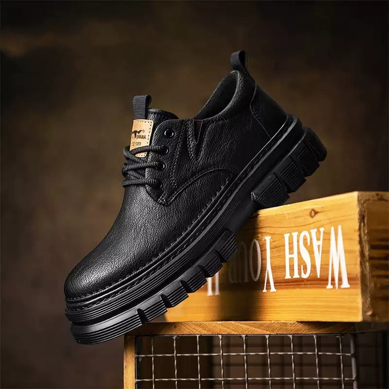 New Men's Low-top Large-toe Casual Leather Shoes Spring