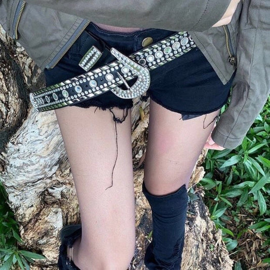 Punk Glam Style Belt With Metal Decoration