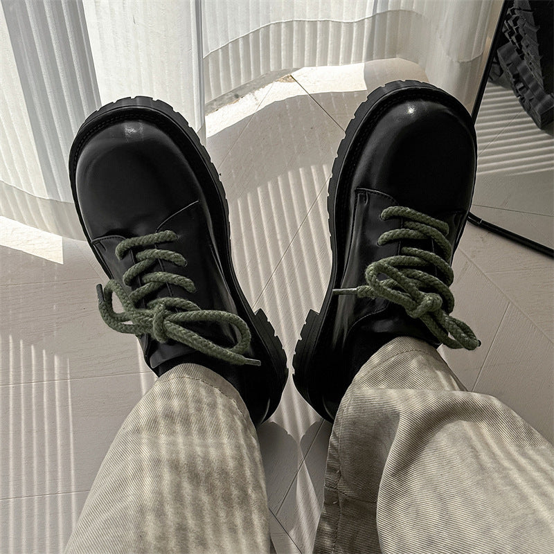 Solstice trendy Cube Big Head Derby Unisex Platform Height Increasing Casual Microfiber Shoes