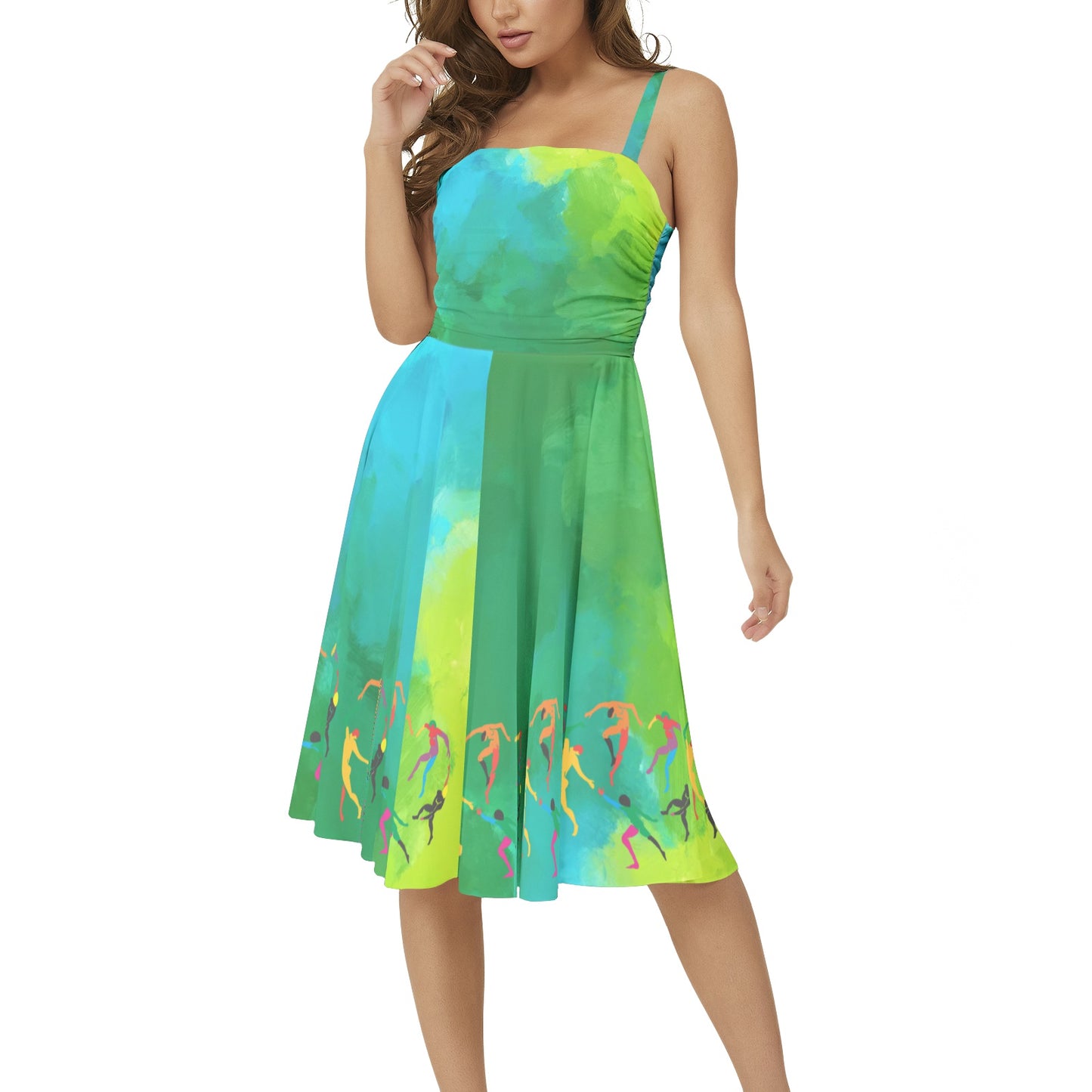 Solstice Matisse Dance Sleeveless Square Neck Flare Hem Midi Dress