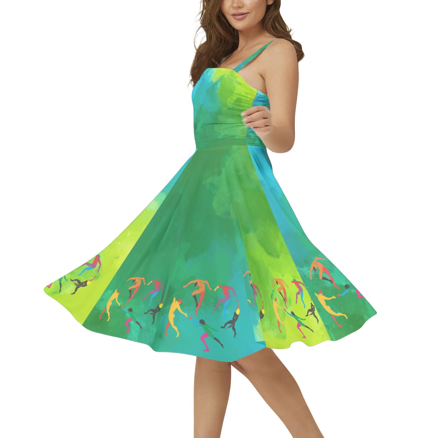 Solstice Matisse Dance Sleeveless Square Neck Flare Hem Midi Dress