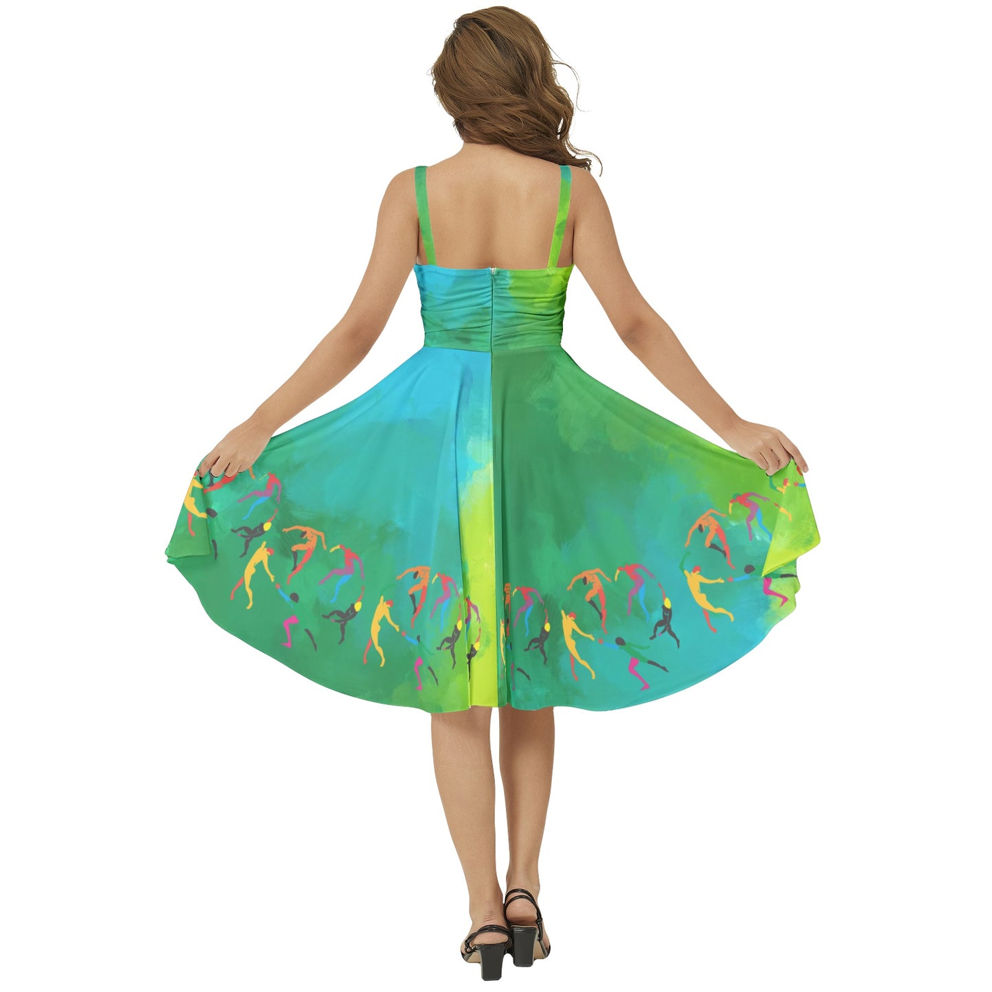 Solstice Matisse Dance Sleeveless Square Neck Flare Hem Midi Dress