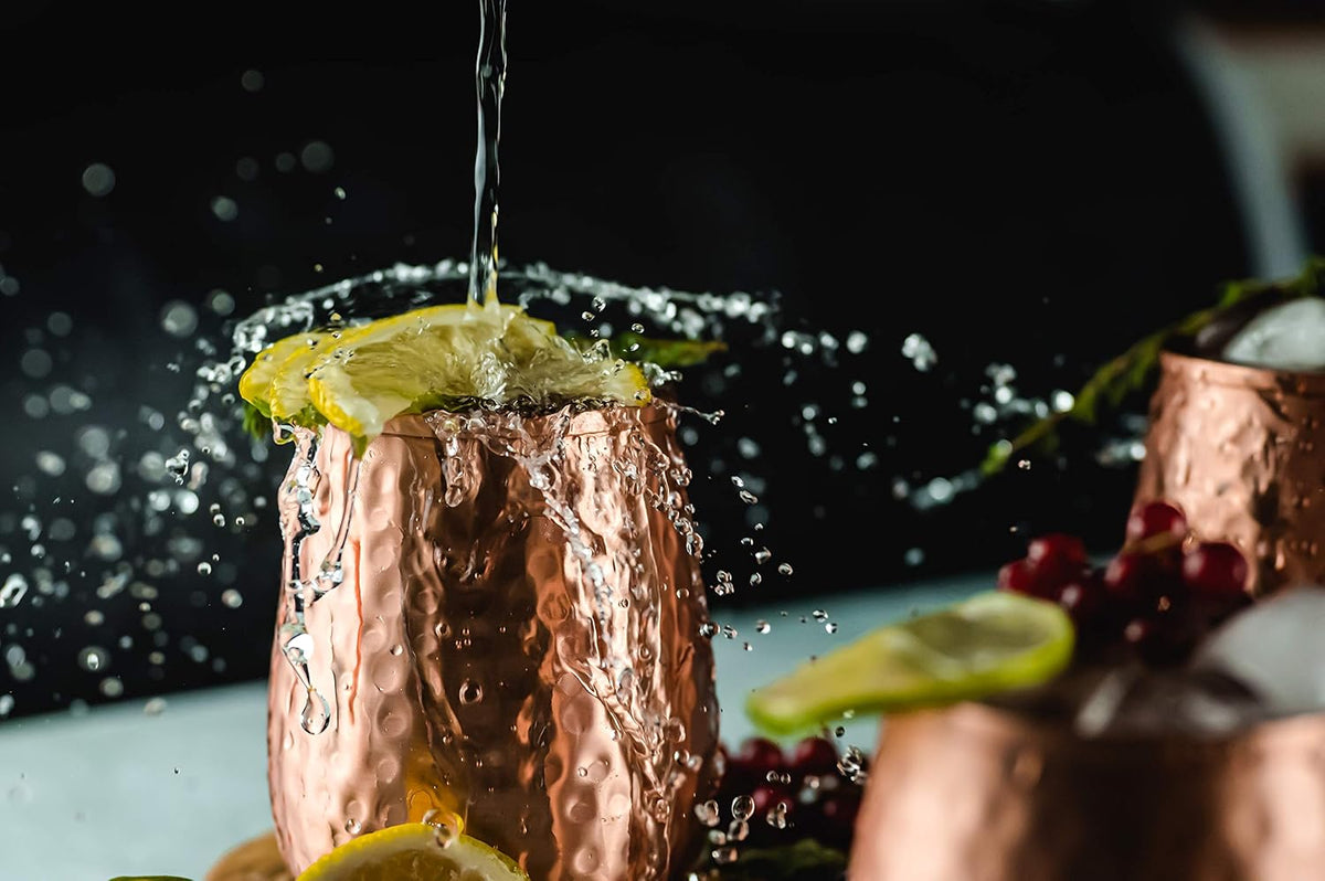 Kosdeg Copper Cups - 16 Oz Set of 4 - Unique Way to Enjoy Wine - Perfect Pure Tumbler for Water - Better Than Glasses or Plastic - Moscow Mule Cup for Drinking