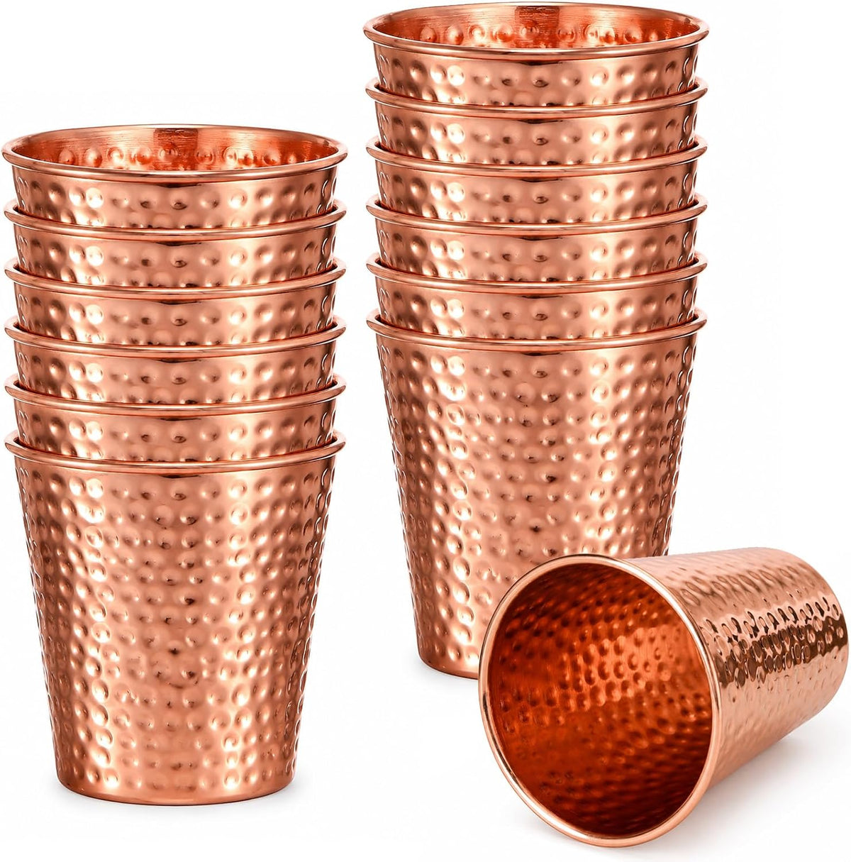 12 Pcs Hammered Copper Plated Cups for Drinking Water Tumbler