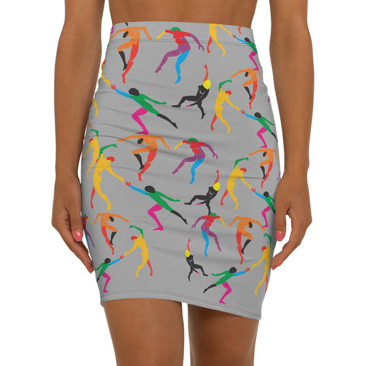 Women's Mid-Waist Pencil grey Skirt (AOP)