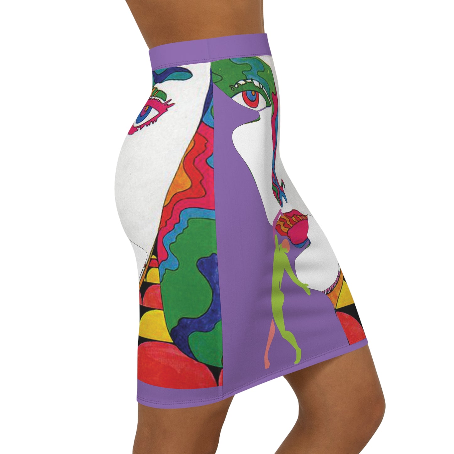 SOLSTICE POP ART Mid-Waist Pencil L purple Skirt (AOP)