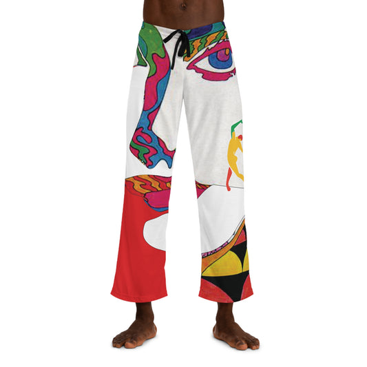 SOLSTICE Psychedelic red withe Men's Pajama Pants (AOP)