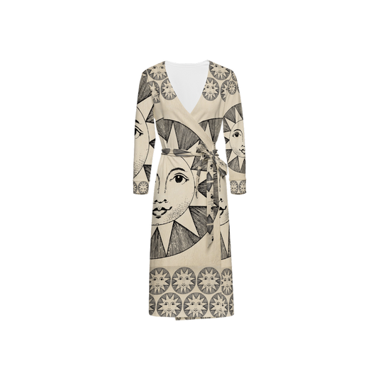 Solstice Women's ¾ Sleeve Wrap Dress-Heavy Knit by AFANADOR