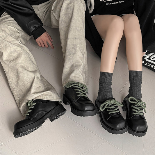 Solstice trendy Cube Big Head Derby Unisex Platform Height Increasing Casual Microfiber Shoes