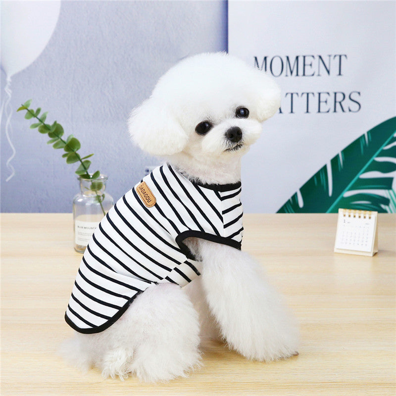 Pet Clothing Spring And Summer Leisure Striped Vest