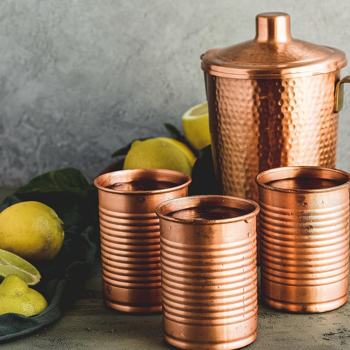 Kosdeg Pure Copper Pitcher With Lid, 44 Oz