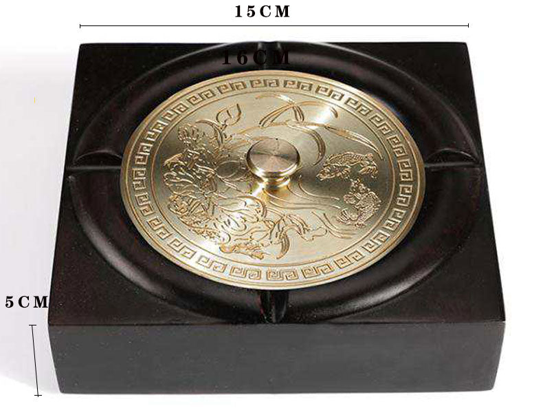 Mahogany Ashtray, African Ebony Wood With Copper Cover, Anti-ash, No Odor, New Innovative Solid Wood Combination