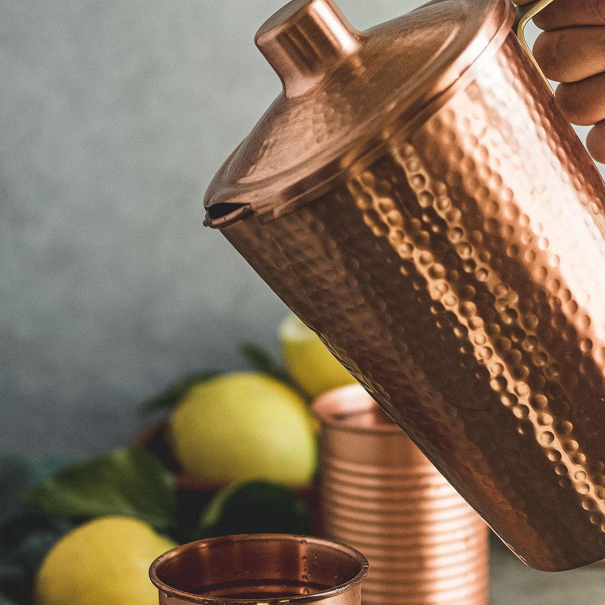 Kosdeg Pure Copper Pitcher With Lid, 44 Oz