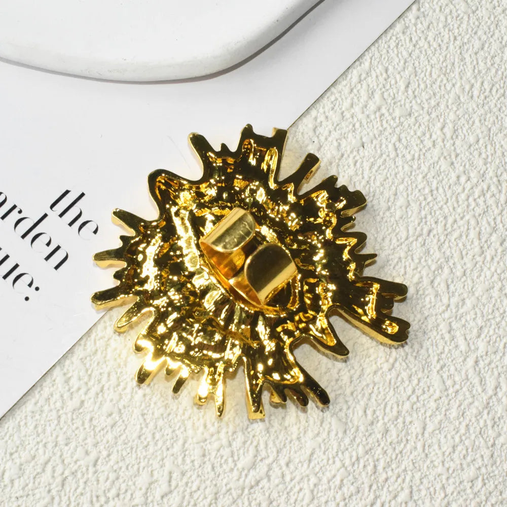 Baroque Style Metal Golden Plated Eyes Tassel Dangle Earrings Ring Brooch For Women Fashion Jewelry Exaggerated Accessories
