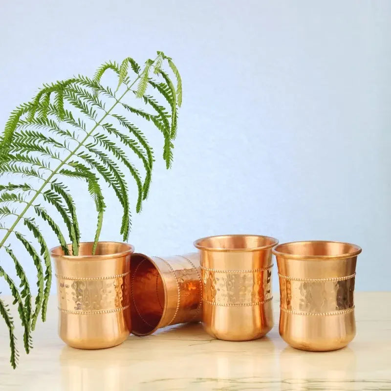 Lovely Style Classic Pure Copper Eco-Friendly Kitchen Tabletop Utensils Food Safe Lacquered Finish Lid Party Tumblers Kids