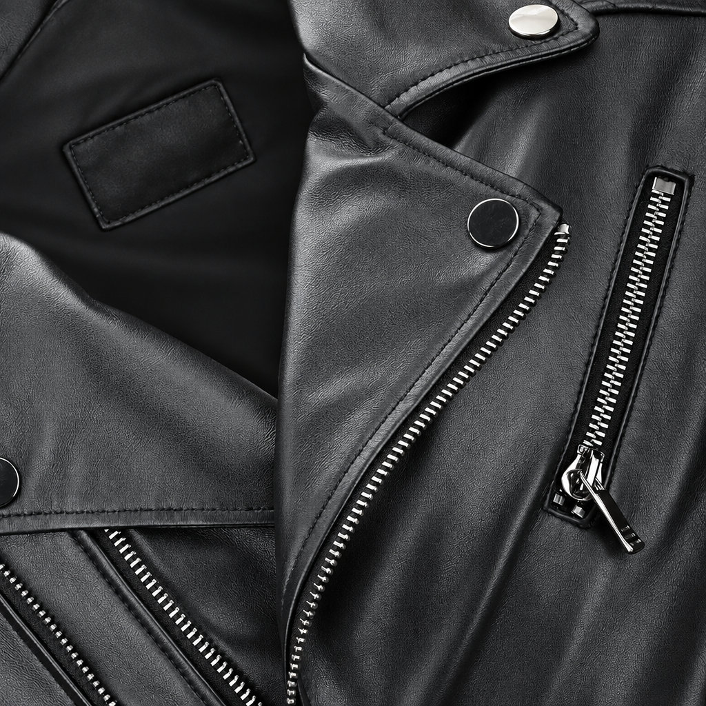 Mens Real Black Leather Jacket Asymmetrical Zip Quilted Shoulder Zip Pockets Sheepskin Biker Coat Custom Vintage Winter Outer
