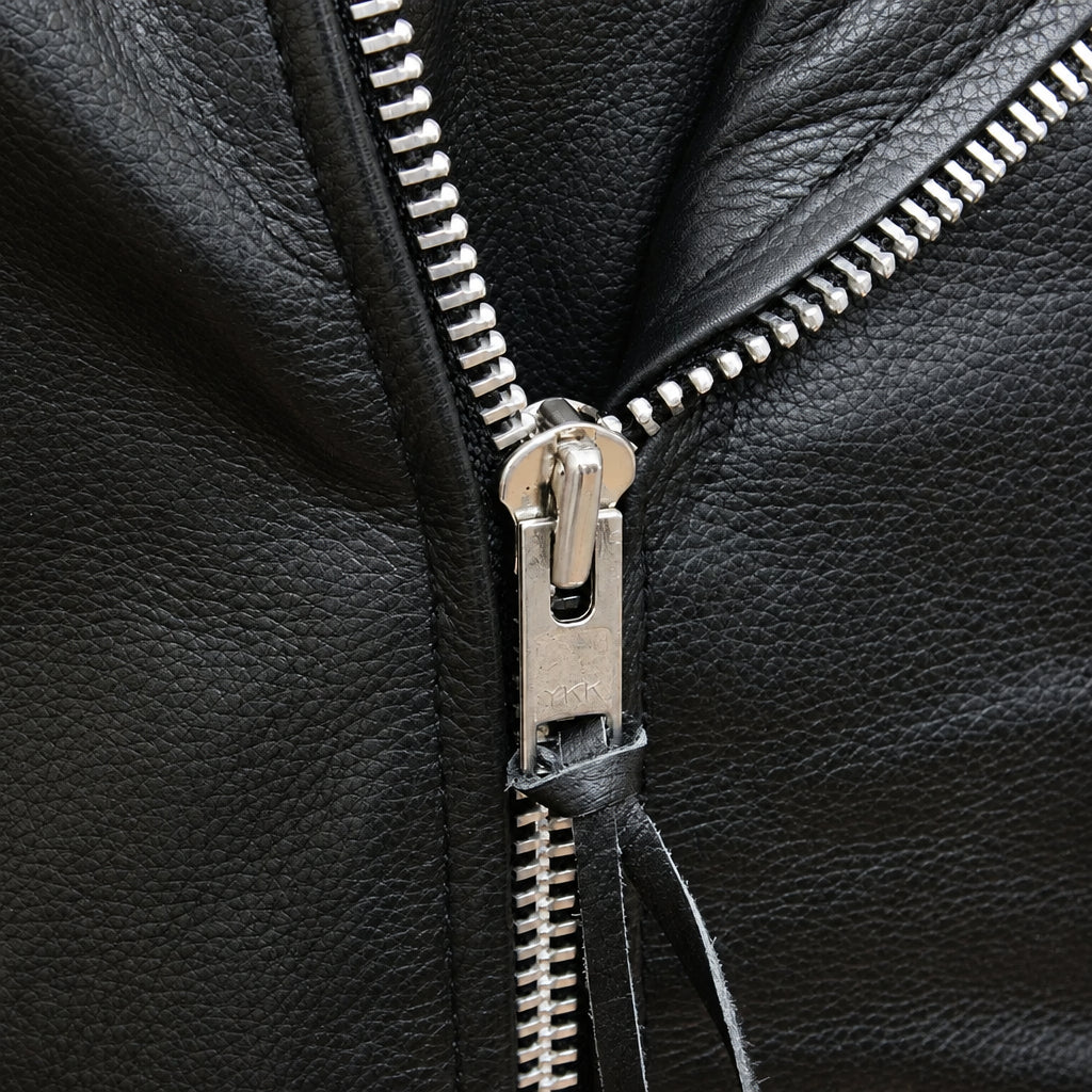 Mens Genuine Leather Biker Jacket Black Motorcycle Moto Jacket Asymmetrical Zip Quilted Shoulder Leather Outerwear