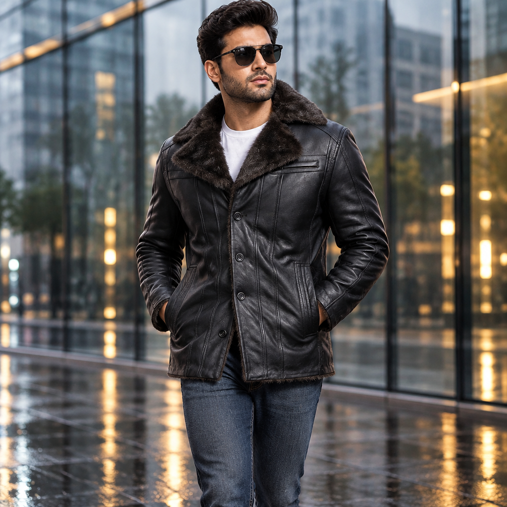 Wholesale Designer Men Genuine Leather Coat for Men Custom High Quality Leather Blazer Men /New Style Fashion Fur Leather Blazer