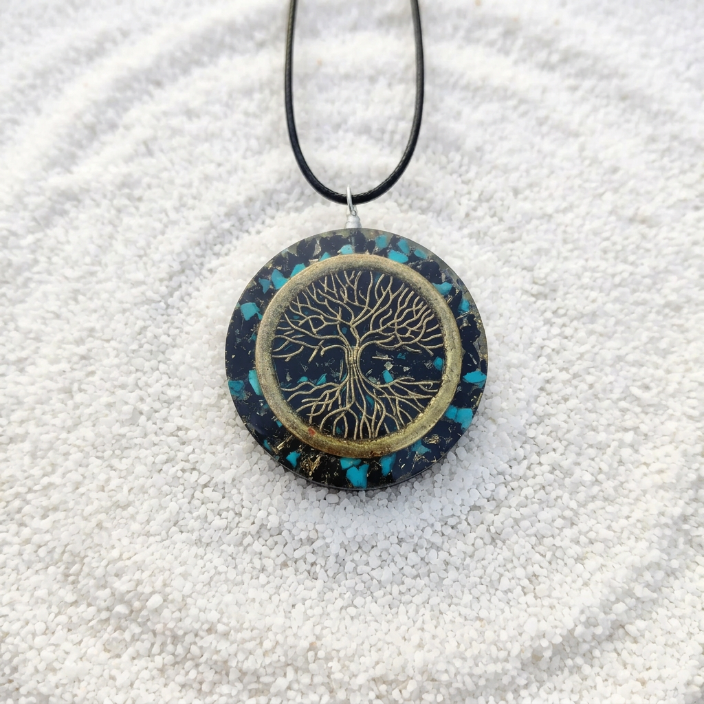 New Beautiful Best Selling  Orgonite Pendant I Black Tourmaline Orgonite Pendant with Tree of Life - EMF Protection