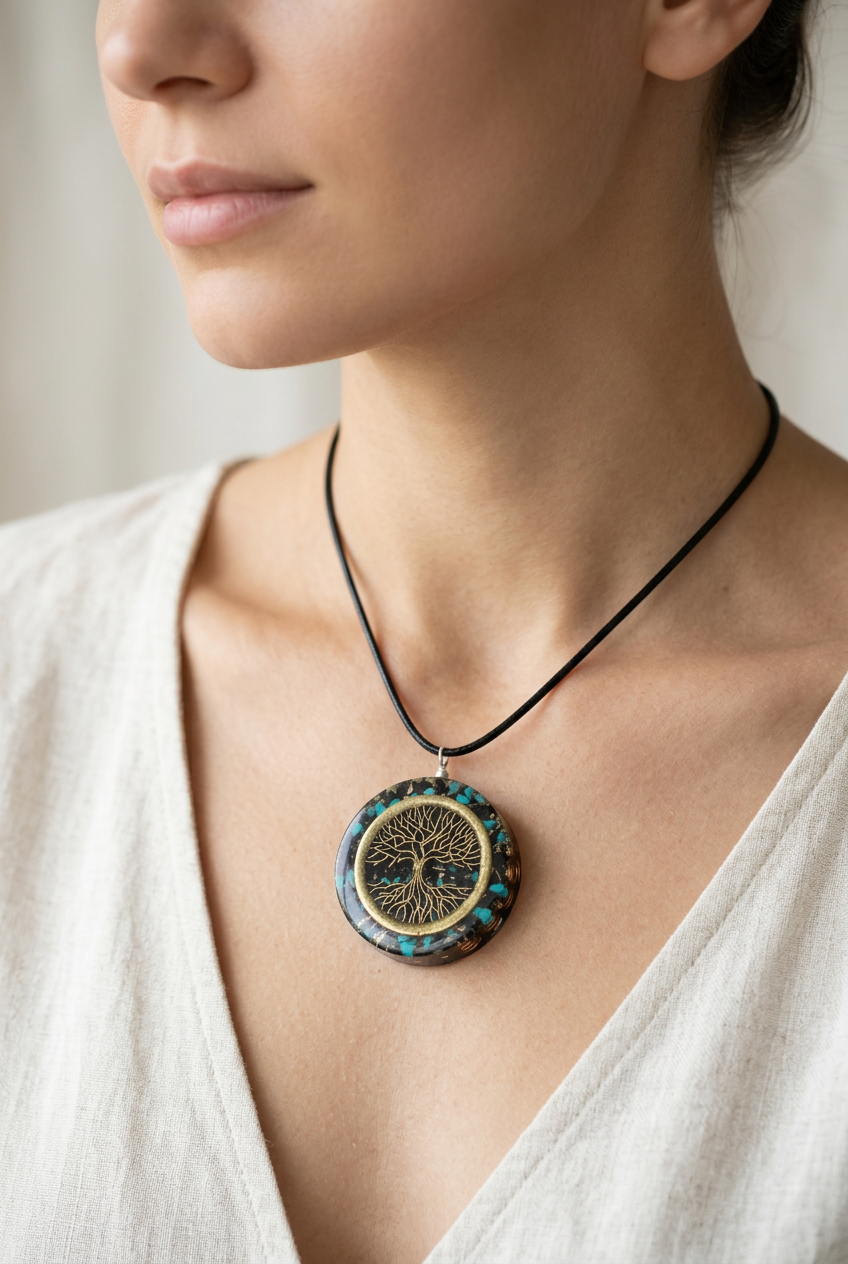 New Beautiful Best Selling  Orgonite Pendant I Black Tourmaline Orgonite Pendant with Tree of Life - EMF Protection