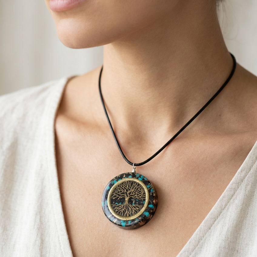 New Beautiful Best Selling  Orgonite Pendant I Black Tourmaline Orgonite Pendant with Tree of Life - EMF Protection