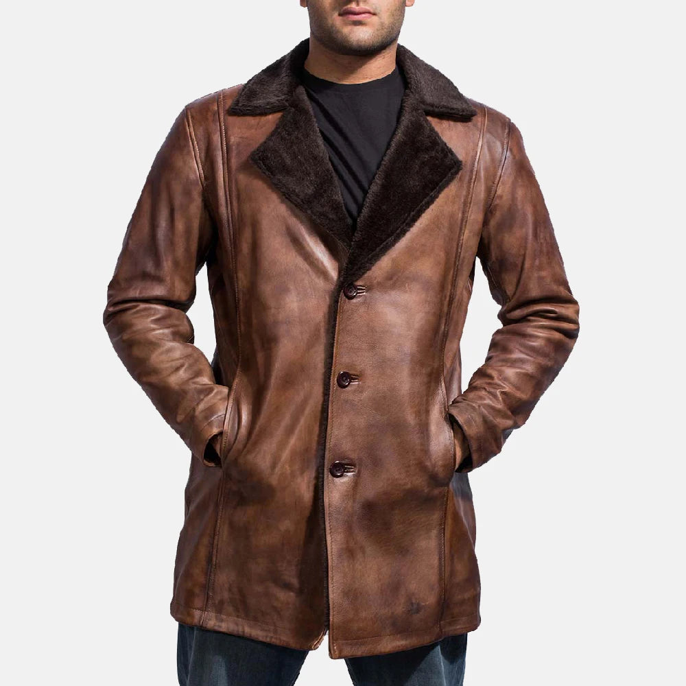 2022 New Style Men Fur Leather Blazer for Sale Online Best Quality Customized Design and Logo Men's Stylish Fur Leather Coat