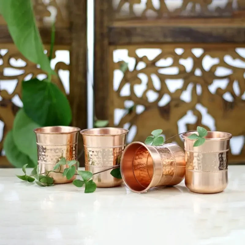 Lovely Style Classic Pure Copper Eco-Friendly Kitchen Tabletop Utensils Food Safe Lacquered Finish Lid Party Tumblers Kids