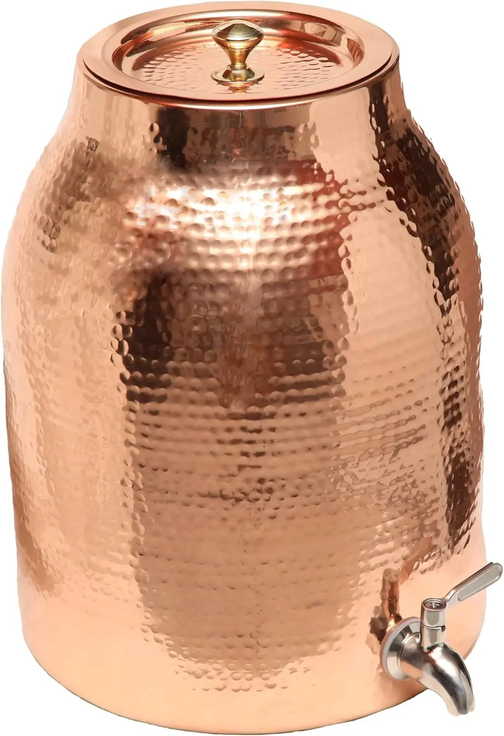100% Pure Copper Eco-Friendly American Style Water Dispenser Lid 3.5 Gallon XL Capacity Metal Drinkware