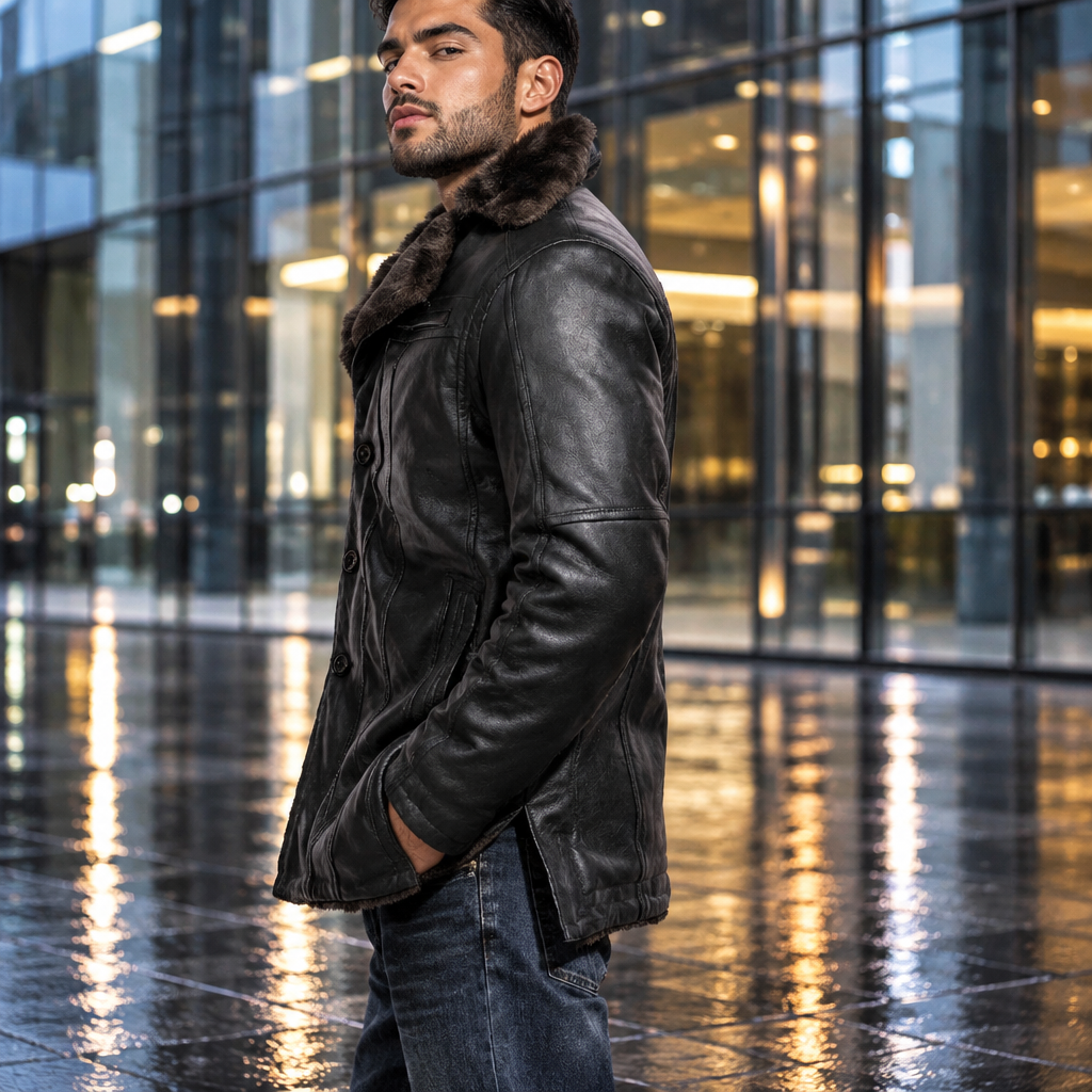 Wholesale Designer Men Genuine Leather Coat for Men Custom High Quality Leather Blazer Men /New Style Fashion Fur Leather Blazer