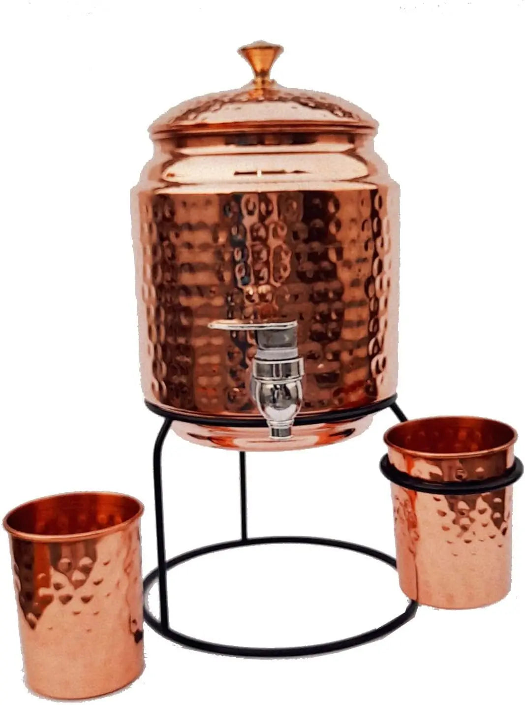 100% Pure Handmade Copper Water Dispenser 5L Glass Water Tap Hammered Copper Water Tank Metal Matki Eco-Friendly Bar Accessories