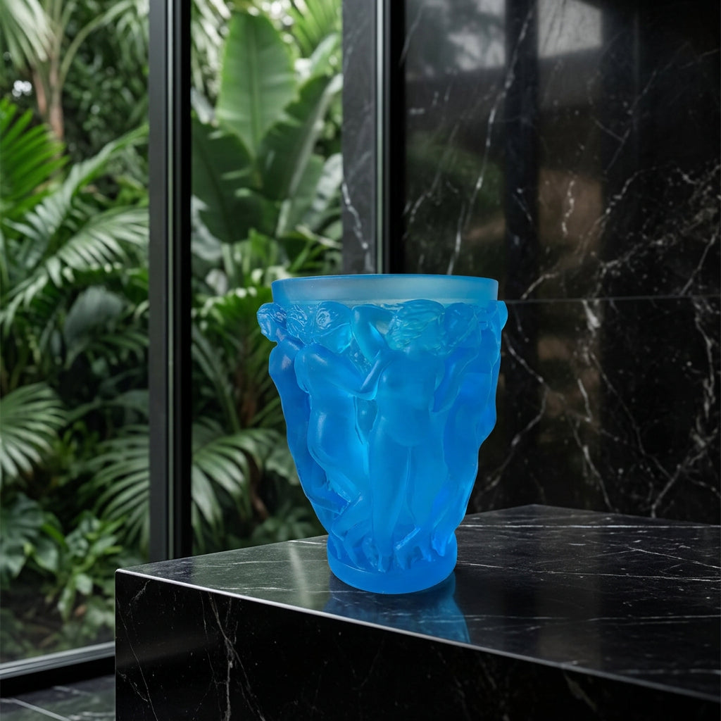 Crafted Round Tabletop Wedding Flower Bacchantes Vase Ancient Dewaxing Glass With Custom Logo Gift Box Packaging for Home Decor